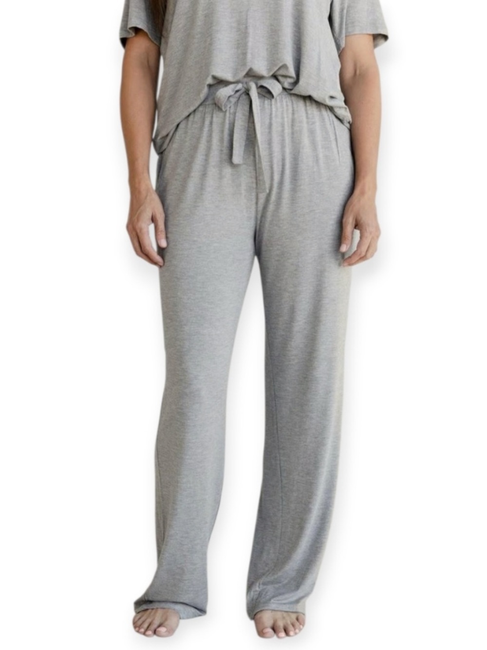 COZY EARTH Women's Bamboo Stretch-Knit Tapered Pant Sz M Gray Loungewear